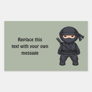 Little Ninja Warrior on Sage Green Rectangular Sticker