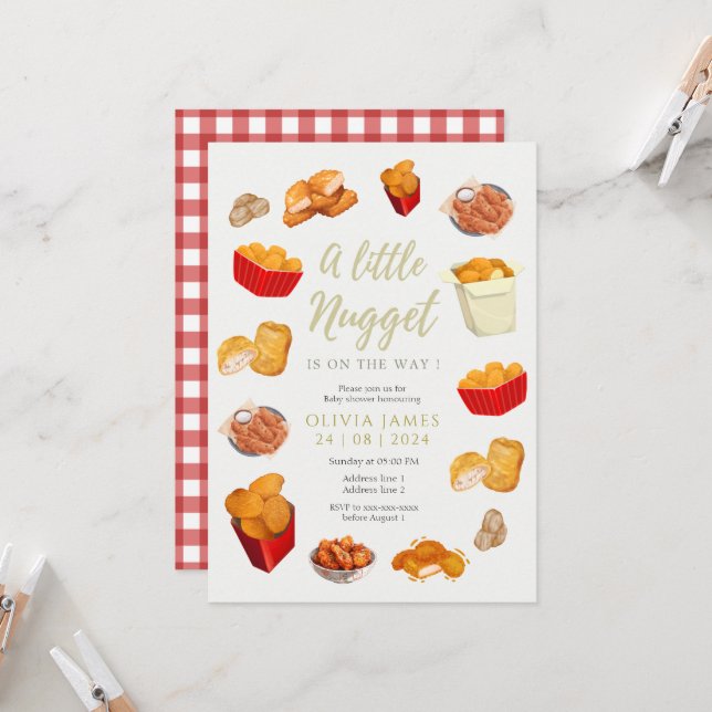 Little nugget baby shower invitation (Front/Back In Situ)