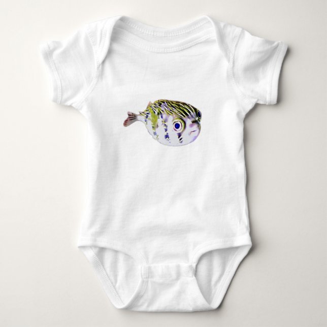 Little Ocean Critters  Pufferfish Baby Bodysuit (Front)