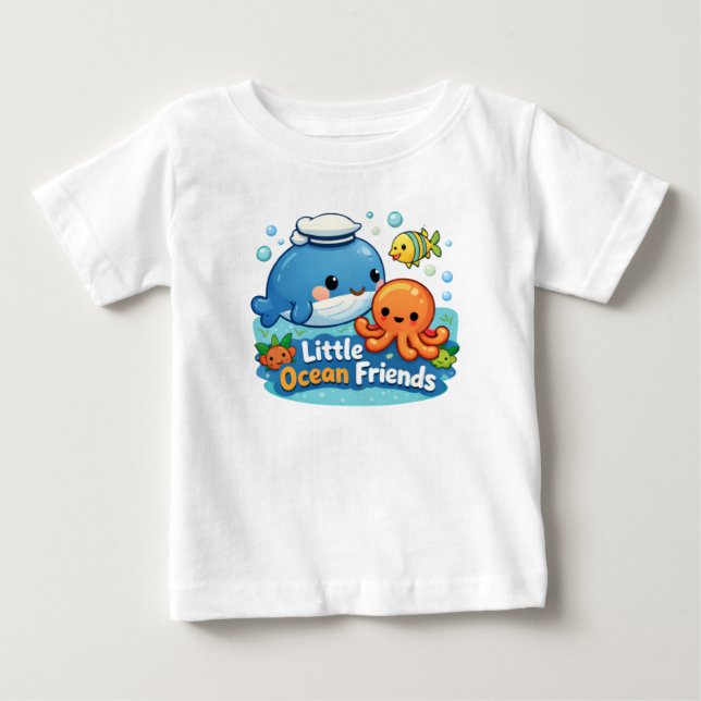 Little Ocean Friends – Cute Sea Animals Baby Shirt (Front)