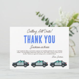 Little Officer Police Birthday | Personalised  Thank You Card