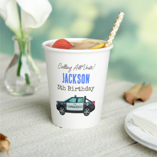Little Officer Police Birthday | Personalized Paper Cups