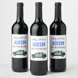 Little Officer Police Birthday Personalized Wine Label