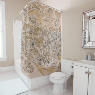Little Old Lady's U.S.A. Map (Cartoon) Shower Curtain