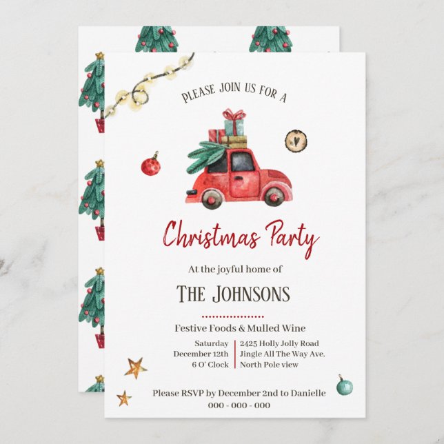 Little Old Red | Festive Christmas Invitation (Front/Back)