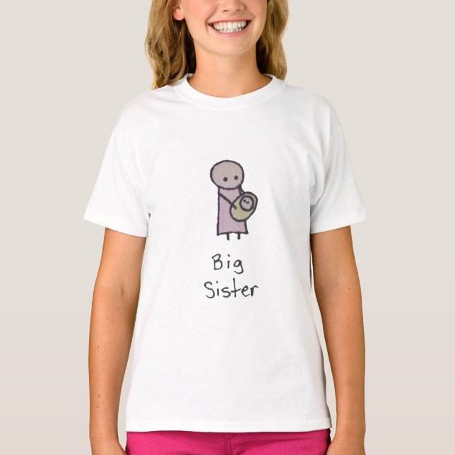 Little One big sister kids ringer t-shirt (Front)