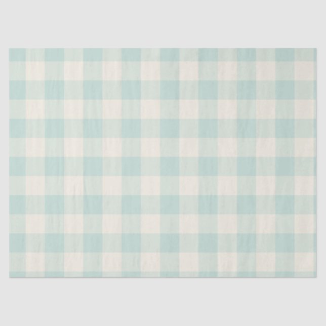 Little One Buffalo Check - soft teal Tissue Paper (Front)
