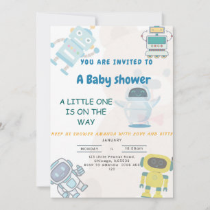 Little one is on the way robo toys baby shower  invitation