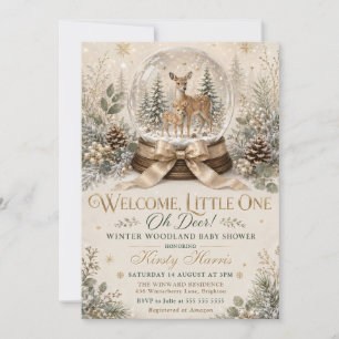Little One Oh Deer Winter Woodland Baby Shower Invitation