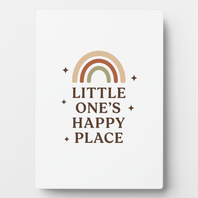 Little One’s Happy Place | Boho Rainbow Baby Decor Plaque (Front)