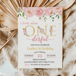 Little Onederful Floral Birthday Invitation