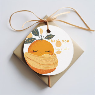 little orange Baby shower  Favour Tags