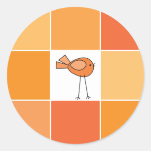 little orange bird classic round sticker