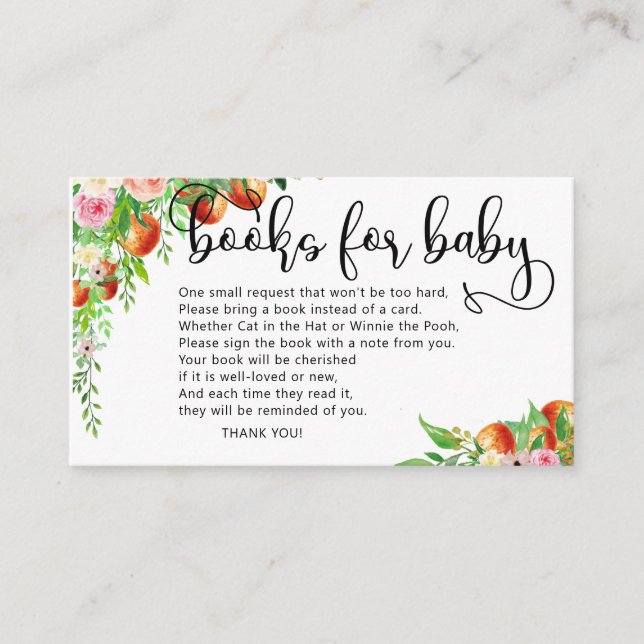 Little orange cutie baby shower books for baby  en enclosure card (Front)
