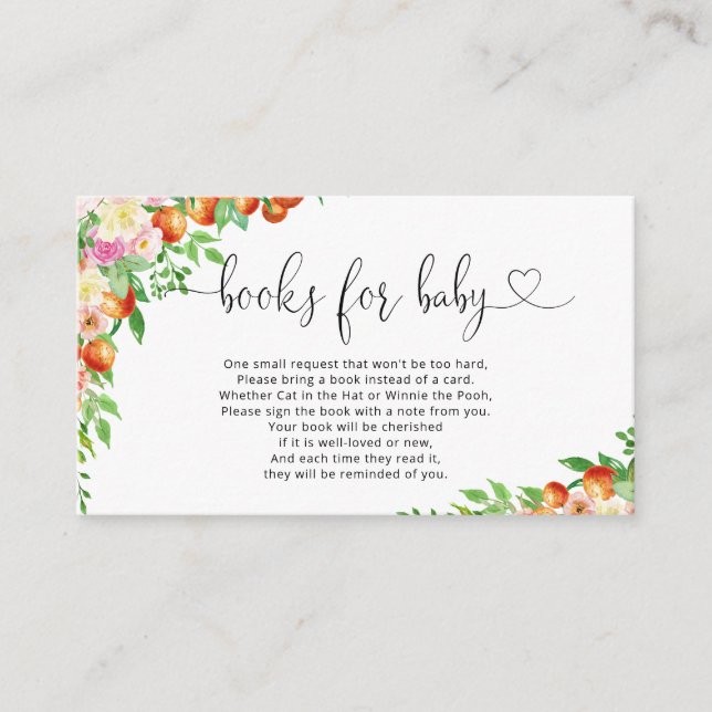 Little orange cutie baby shower books for baby enc enclosure card (Front)