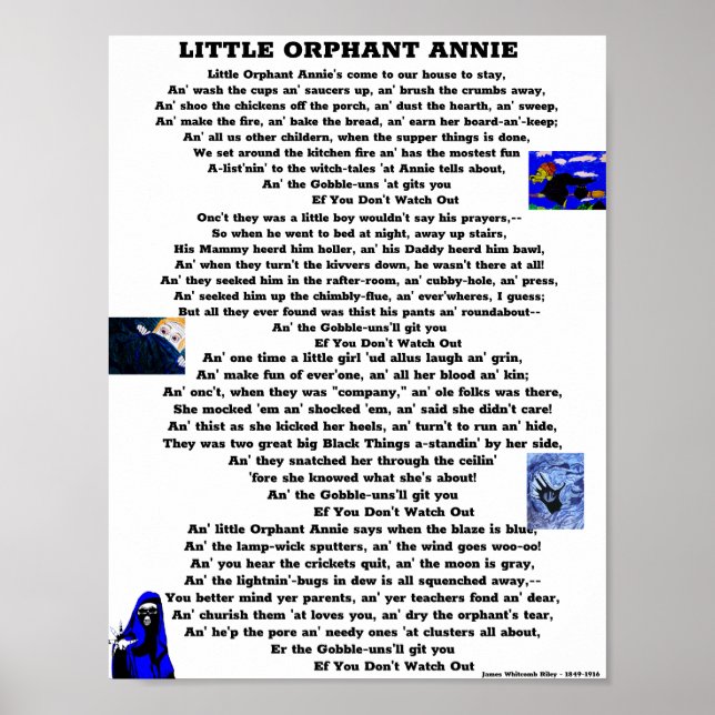 LITTLE ORPHANT ANNIE POEM POSTER (Front)