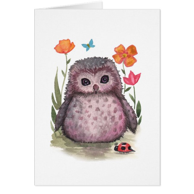 Little Owl and Ladybug Card (Front)