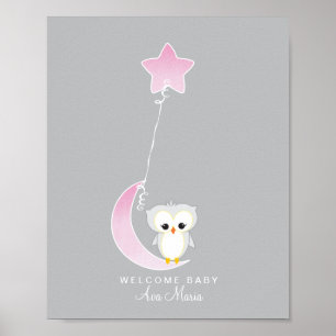 Little Owl Baby Shower Guest Book Print