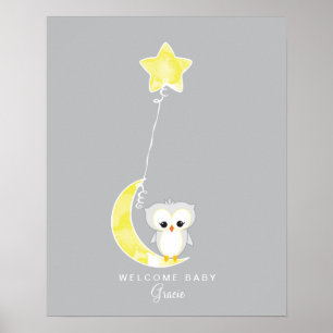 Little Owl Baby Shower Guest Book Print