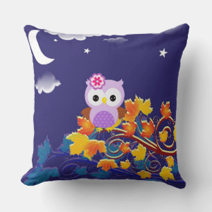 Little Owl Illustration Decorative Pillow