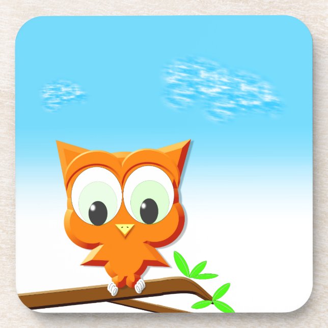 Little Owl on a Branch Coaster (Front)