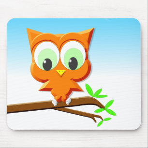 Little Owl on a Branch Mouse Pad
