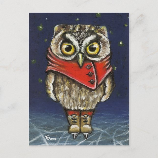 Little owl on ice postcard (Front)