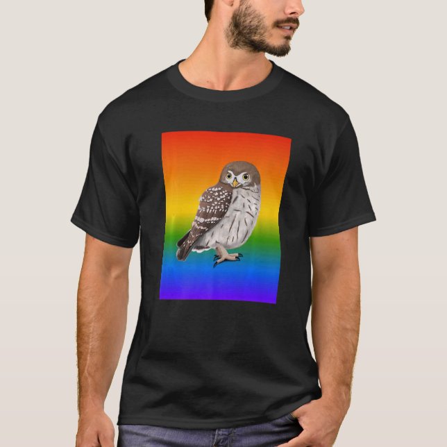 Little Owl Rainbow Bird Birdwatcher Songbird Diver T-Shirt (Front)