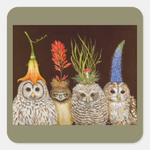 little owls on big hat night stickers