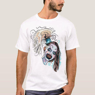 Little Pale Girl Spooky Clown Horror Movie Art Ter T-Shirt