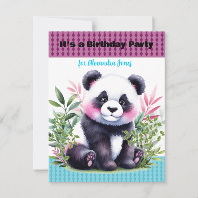 Little Panda Bear Birthday Party Invitation (Front)