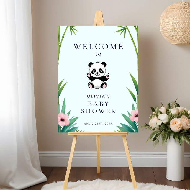 Little Panda Greenery Baby Shower Welcome Sign (Creator Uploaded)