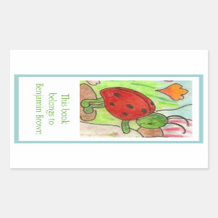 Little party bug bookplate rectangular sticker