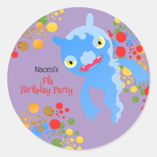 Little Party Monster and confetti Birthday Party Classic Round Sticker