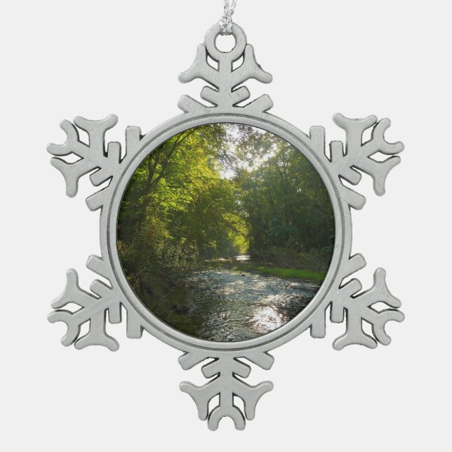 Little Patuxent River from Savage Park Snowflake Pewter Christmas Ornament (Front)