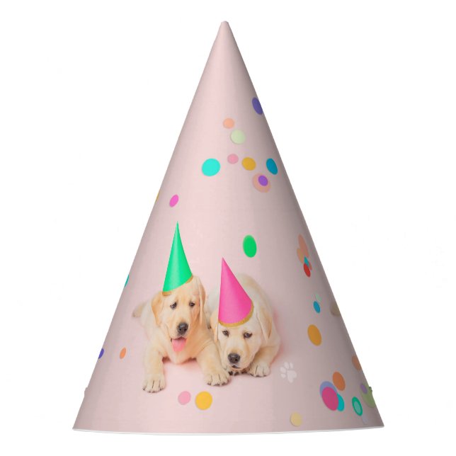 Little Paws Birthday Pink Puppy Party Hat (Front)