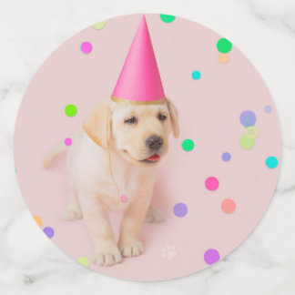 Little Paws Yellow Lab puppy pink birthday Confetti
