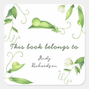 Little Pea Baby Shower - This book belongs to Square Sticker