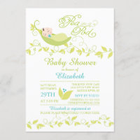 Little Pea In A Pod Boys Baby Shower Invitation