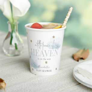 Little Peace of Heaven Blue Boy Baby Shower Paper Cups
