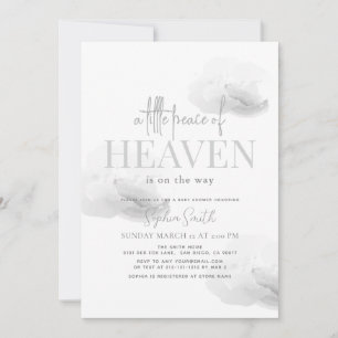 Little Peace of Heaven Grey Cloud Baby Shower Invitation