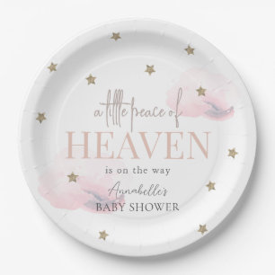 Little Peace of Heaven Pink Girl Baby Shower Paper Plate