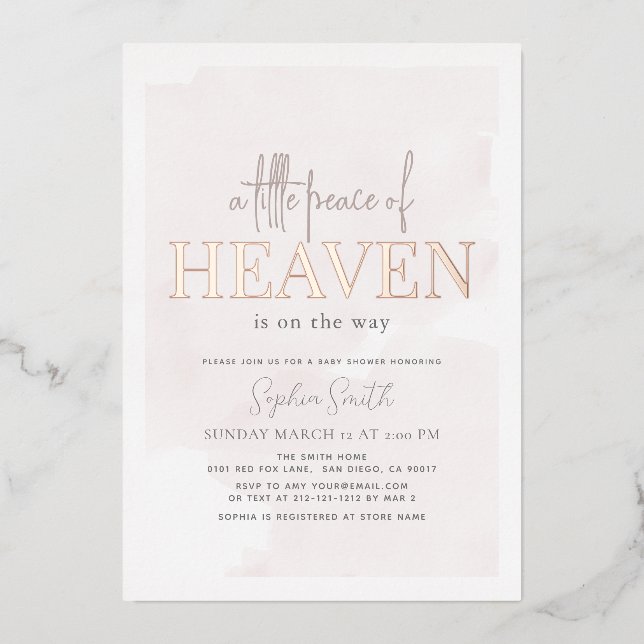 Little Peace of Heaven Pink Sky Girl Baby Shower (Front)