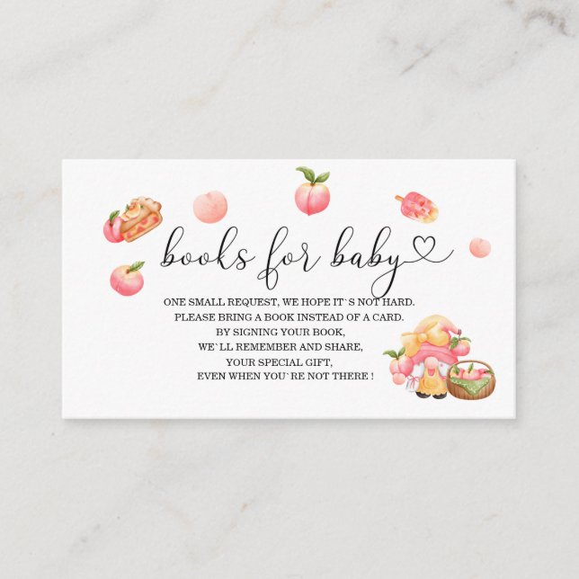 Little peach baby shower books for  enclosure card (Front)