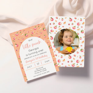 Little Peach Birthday Photo Invitation