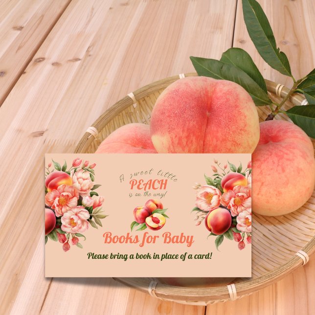 Little Peach Floral Books for Baby Shower Game Enclosure Card (Creator Uploaded)