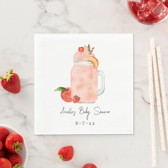Little Peach Fruit Smoothie Girl Baby Shower Napkin (Insitu)