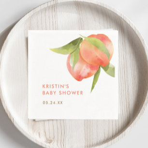 Little Peach Girl Baby Shower Fruit Napkin