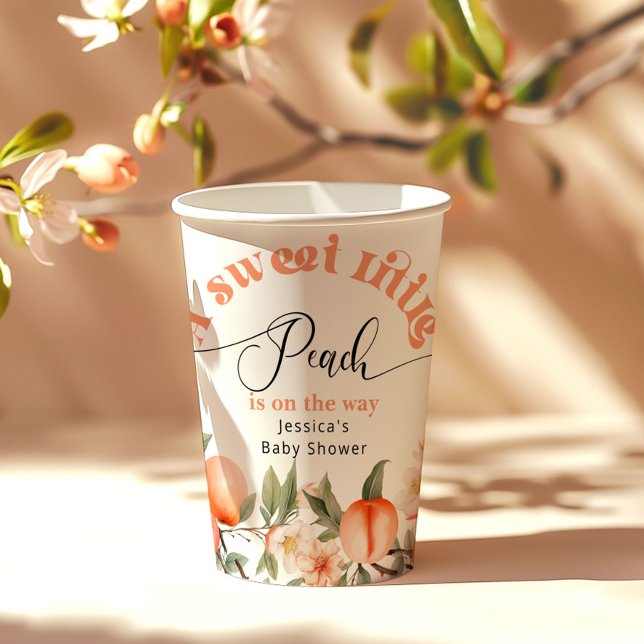 Little peach is on the way baby shower paper cups (Creator Uploaded)