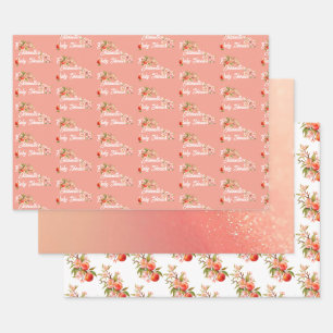 Little Peach on The Way Baby Shower Wrapping Paper Sheet